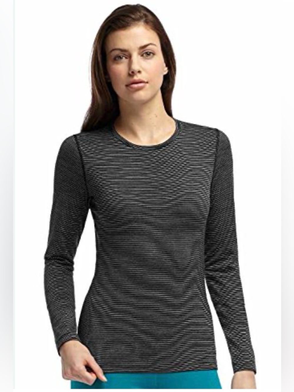 Icebreaker Oasis - Women's Long-Sleeve Undershirt with Crew Neck - Striped M